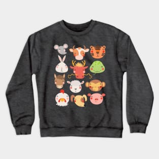 12 Chinese Zodiac Animals Cute Kawaii Colorful Crewneck Sweatshirt